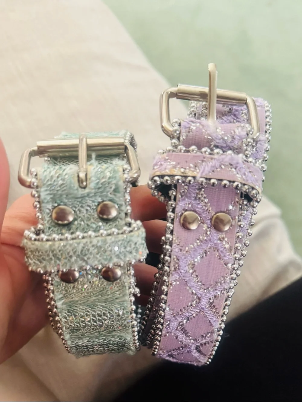 Authentic 90s Vintage belt set Lavender & Mint Embellished Women’s Belt Set